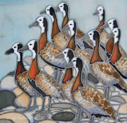 Twelve Ducks-a-Whistling Original Silk Painting