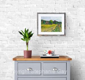 Hindhay Farm, Maidenhead Original Silk Painting in a Room Setting