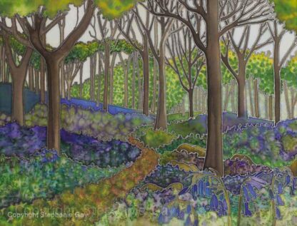 The Symphony of the Bells, Bluebell Wood Original Silk Painting