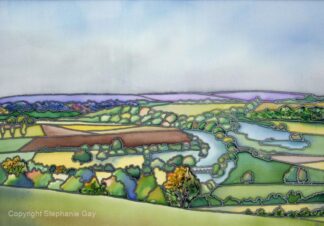 The Thames from Wittenham Clumps Original Silk Painting