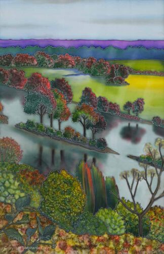 View Across the Thames from Cliveden Original Silk Painting