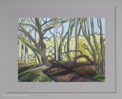 The First Sun of Spring, Hurley Woods Original Silk Painting Framed