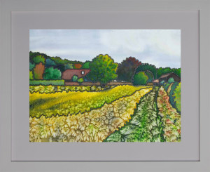 Hindhay Farm, Maidenhead Original Silk Painting Framed