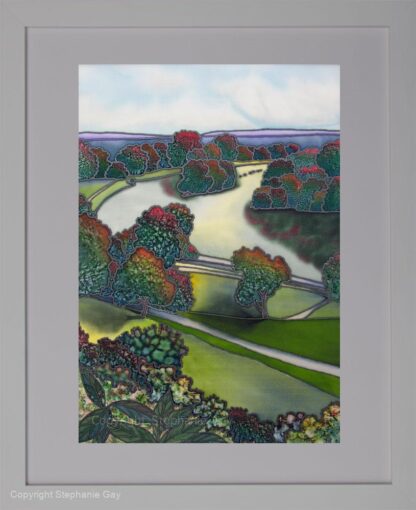 The Thames from Richmond Hill Original Silk Painting Framed
