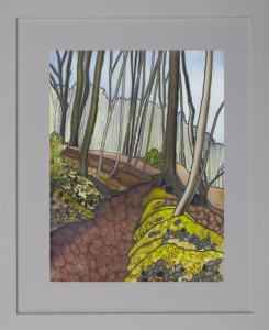 The Trail, Park Wood Bisham Original Silk Painting Framed