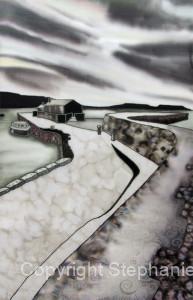 The Cobb, Lyme Regis Original Silk Painting