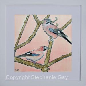 Sunny Jays Original Silk Painting Framed