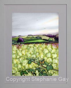 Gatekeeper at Dusk, Evershot, Dorset Original Silk Painting Framed