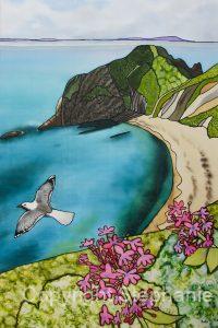 Man O'War Beach, Durdle Door, Dorset, Original Silk Painting