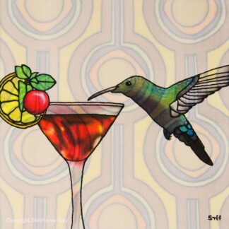 Humdinger - Hummingbird and Cocktail Original Silk Painting