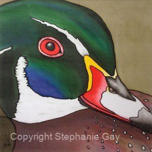 Duckface - Wood Duck Original Silk Painting