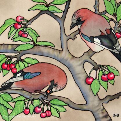 The Cherry Thieves - Jays Original Silk Painting