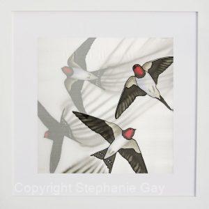 The Red Arrows - Swooping Swallows - Original Silk Painting Framed