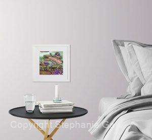 Tiptoe Through The Lilies (Bittern) Original Silk Painting in Situ