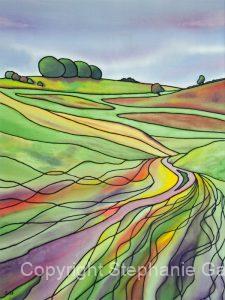 Rivers of Grass, Velvet Bottom, Mendips, Original Silk Painting