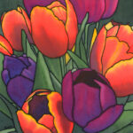 Birthday Tulips, Original Silk Painting