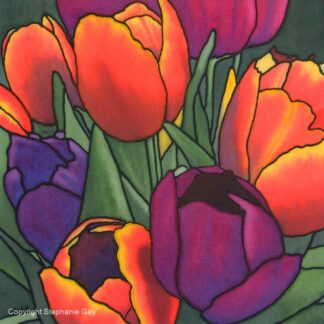 Birthday Tulips, Original Silk Painting
