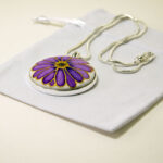Unusual Silk Gifts -Purple Flower Silk Pendant Necklace