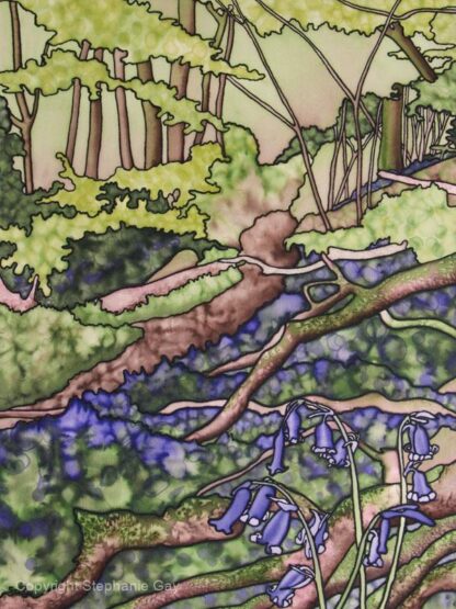 Bluebells at Priors Wood 2 Silk Painting