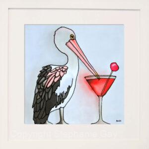 Cosmopelican (Pelican and Cosmopolitan) Framed