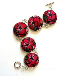 Red Pelargoniums Silk Bracelet