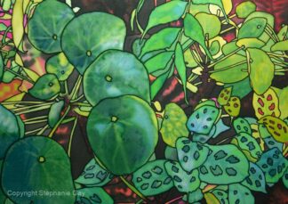 Chinese Money Plant, Botanical Painting Hand Painted on Silk