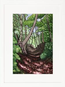 The Ol' Indian Trail, Bisham Woods Original Silk Painting Framed