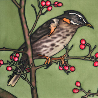 Winter Visitors - Redwing Silk Painting