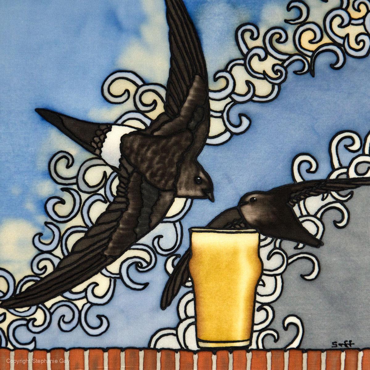 A Swift Half Original Silk Painting