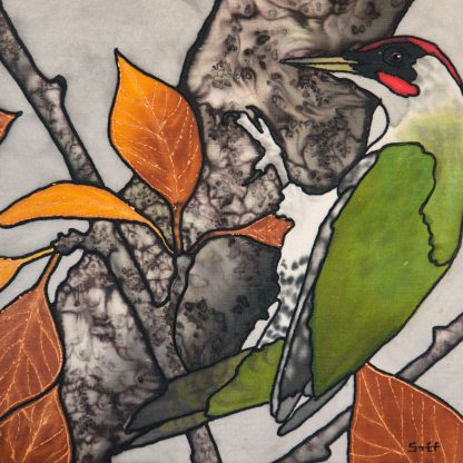 Green Woodpecker 2 Silk Painting