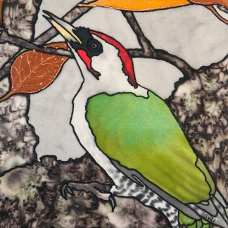 Green Woodpecker 4 Silk Painting