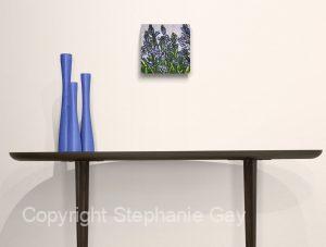 Bluebells Original Silk Painting in a Room Setting