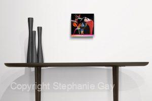 Flamingo Sambuca Original Silk Painting in a Room Setting