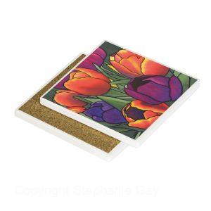 Birthday Tulips Ceramic Coaster