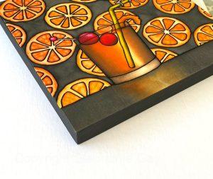 Gold Fashioned - Goldfinch and Old Fashioned Silk Painting Showing Frame