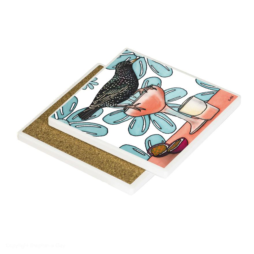 Porn Starling Martini Ceramic Coaster