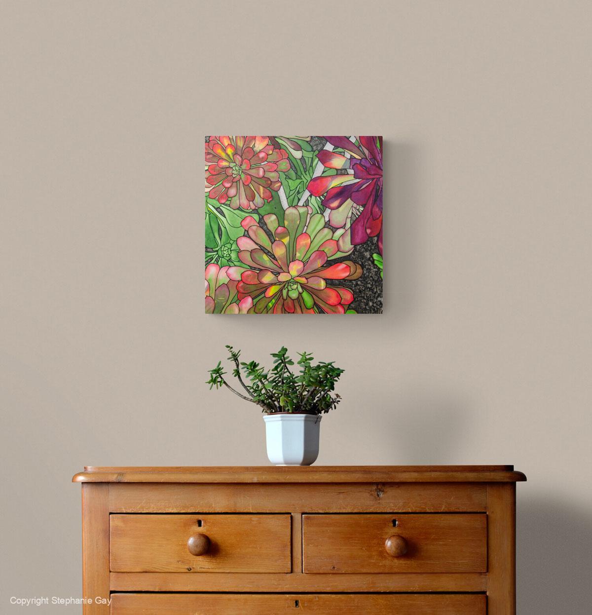 Aeoniums Silk Painting - Image 2