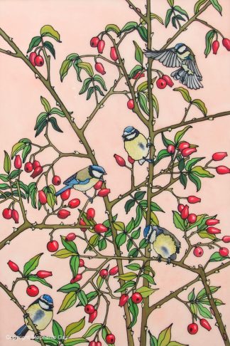 All of a Twitter - Blue Tits and Rosehips