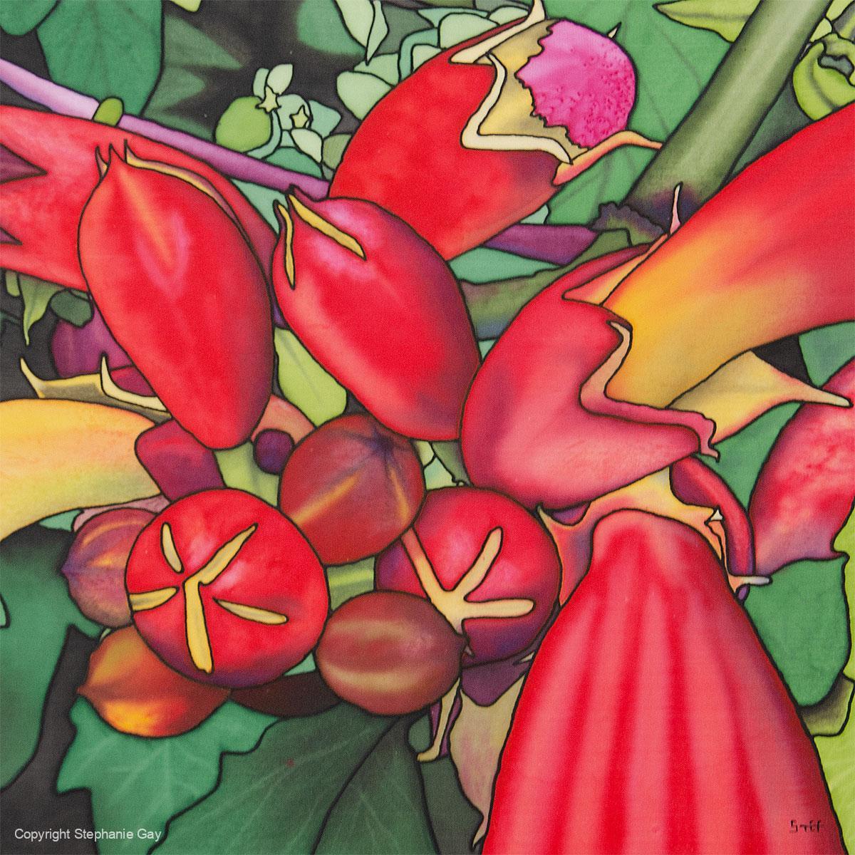 Campsis Silk Painting