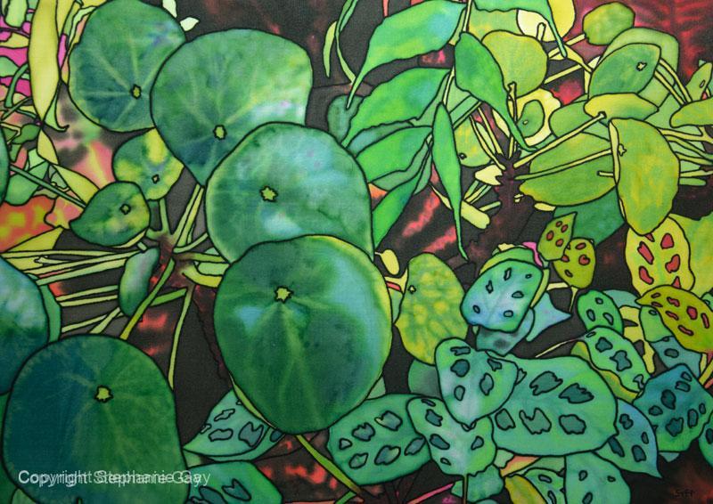 Chinese Money Plant Silk Painting