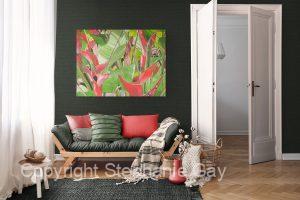 Helonica Silk Painting in a Room Setting