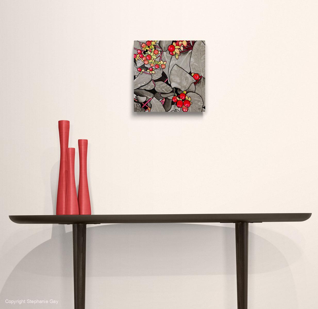 Hypericum Berries Silk Painting - Image 3