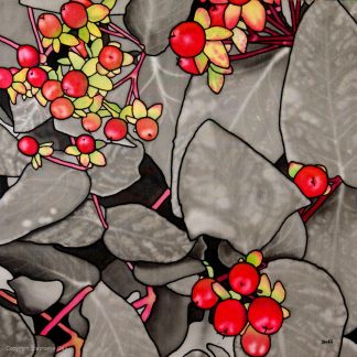 Hypericum Berries Silk Painting