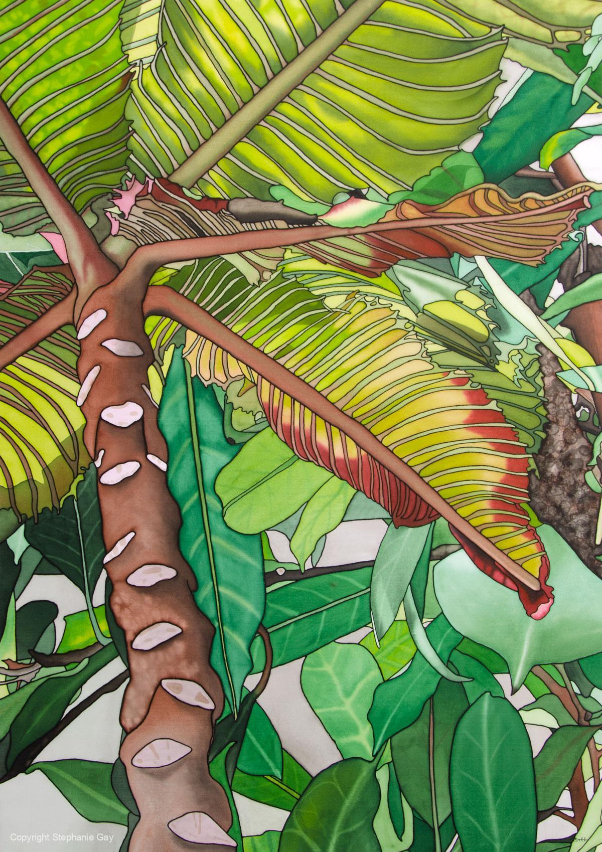 In the Tropical House Silk Painting