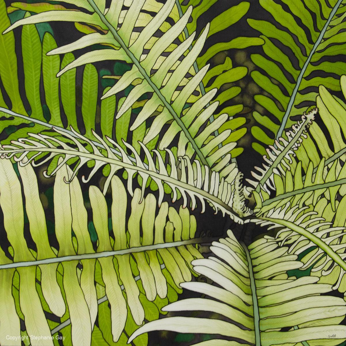 Miniature Tree Fern Silk Painting