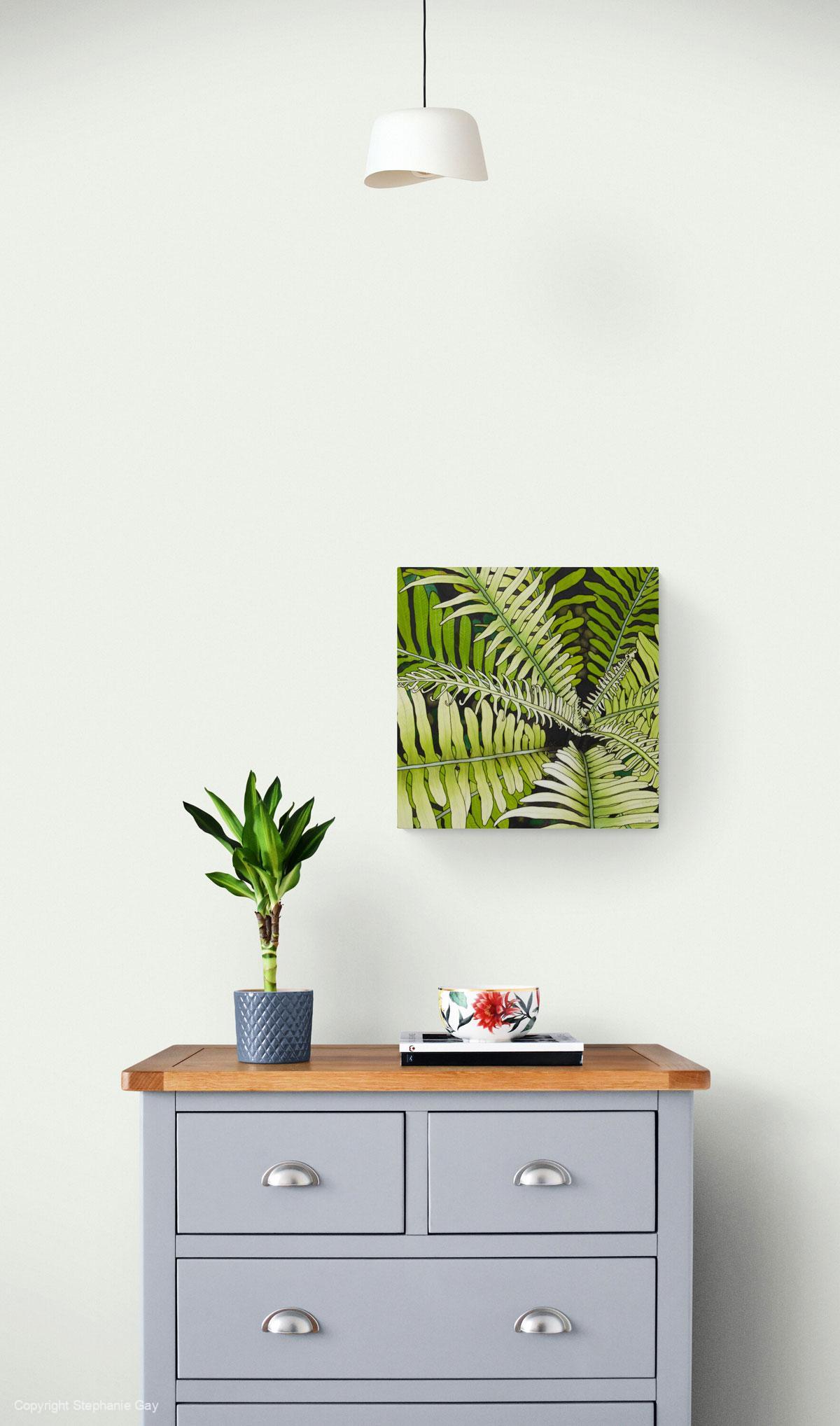 Miniature Tree Fern Silk Painting - Image 3