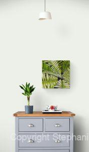 Miniature Tree Fern Silk Painting in a Room Setting
