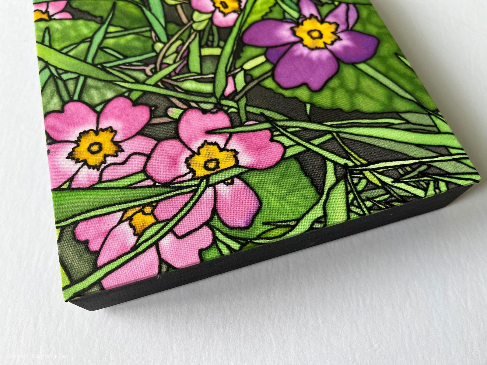 Wild Pink Primroses Silk Painting - Image 2