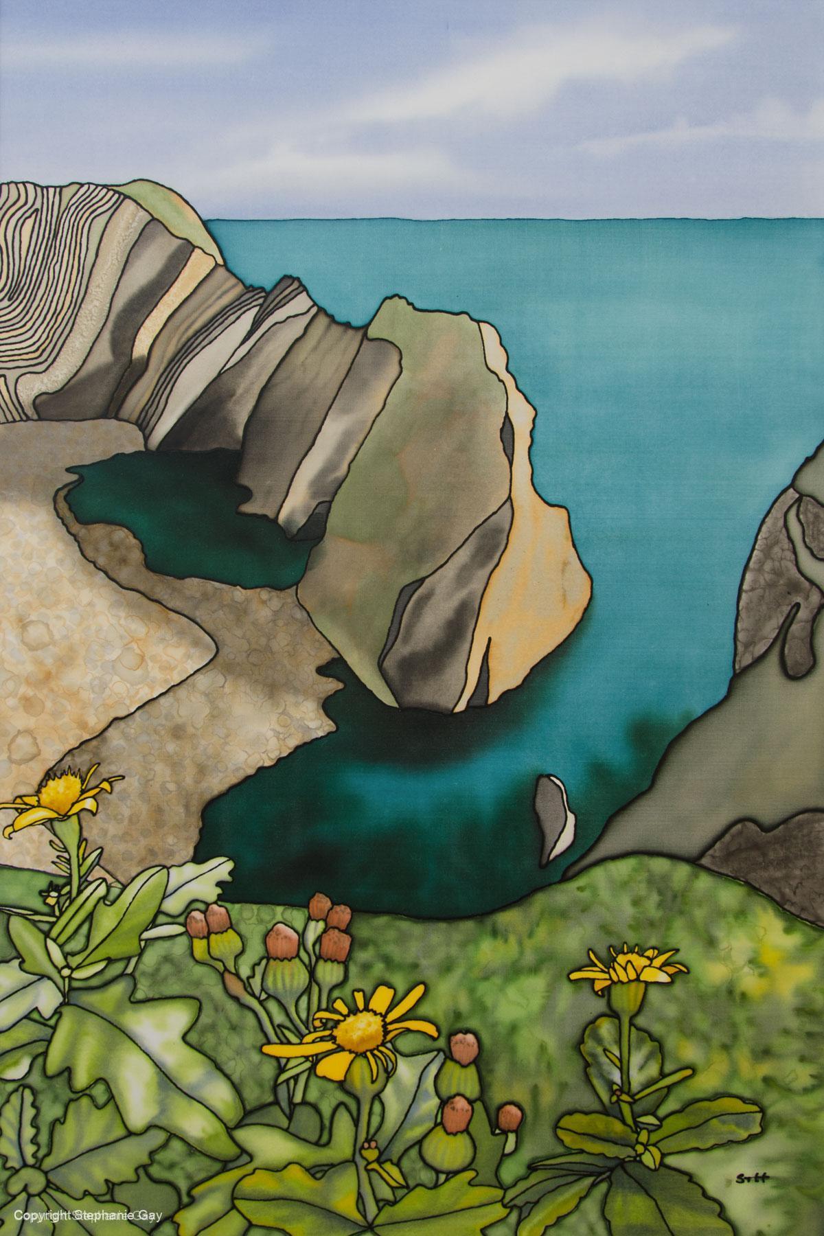Stair Hole, Lulworth Cove, Dorset Silk Painting