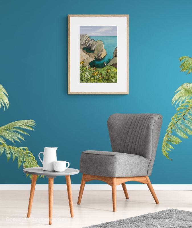 Stair Hole, Lulworth Cove, Dorset Silk Painting - Image 3